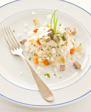 foto ricetta Insalata di riso, bollito in salsa tonnata e giardiniera 