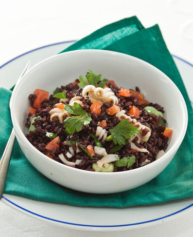 foto ricetta Insalata di riso venere con moscardini, fave e pomodori 