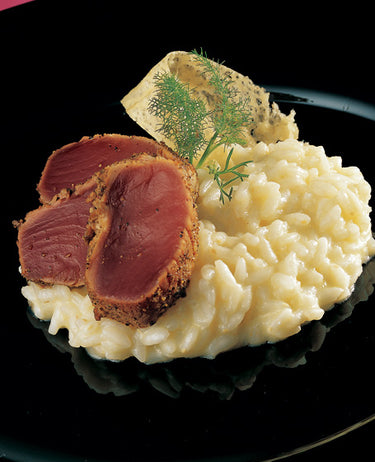 foto ricetta Riso Carnaroli con erba cetrosella, tonno rosso crudo, curcuma e cumino 