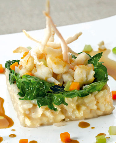 foto ricetta Risotto con spinaci, ragú e salsa di scampi 