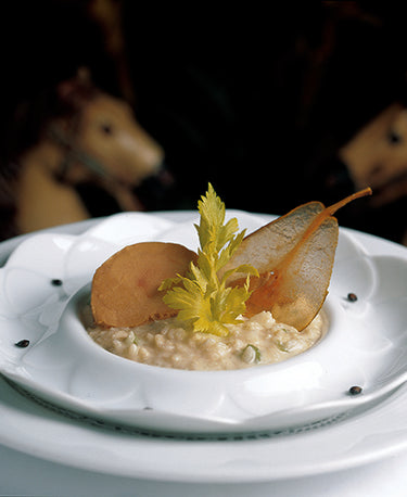 PEAR AND CELERY RISOTTO WITH DUCK’S LIVER TERRINE 