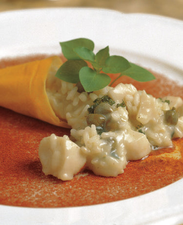 foto ricetta Riso con capesante, capperi, paprika dolce e olio alle erbe 