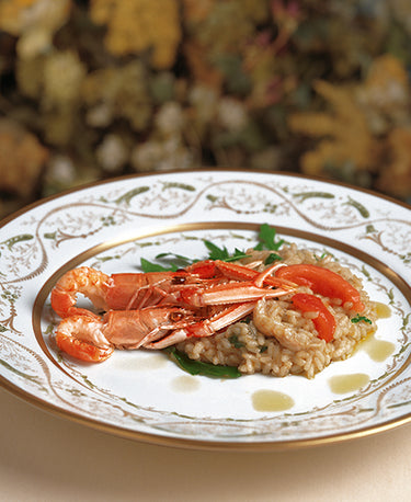 LEMON RICE WITH LANGOUSTINES AND WILD ROCKET SALAD 