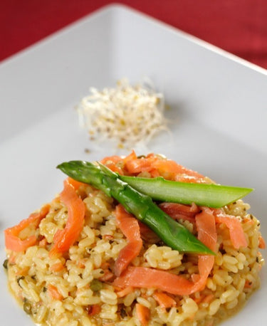 RISOTTO PRONTO SPARGEL MIT RÄUCHERLACHS 