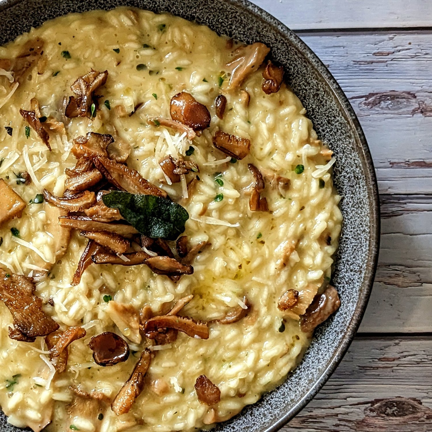 WILD MUSHROOM RISOTTO, SMOKED ABERNATHY BUTTER & CRISPY SAGE 