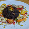 ITALIAN HERB ROASTED VEGETABLES, BLACK RICE AND VEGAN FETA STUFFED MINI PEPPERS 