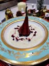 VANILLA RICE PUDDING WITH MULLED WINE POACHED PEAR 