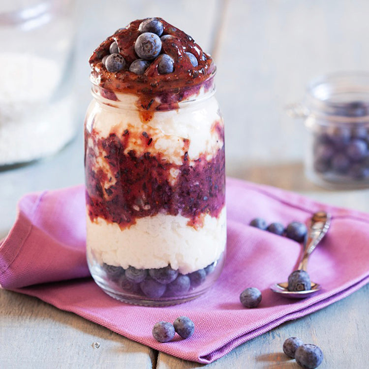 Un dolce dietetico, budino di riso e mirtilli 